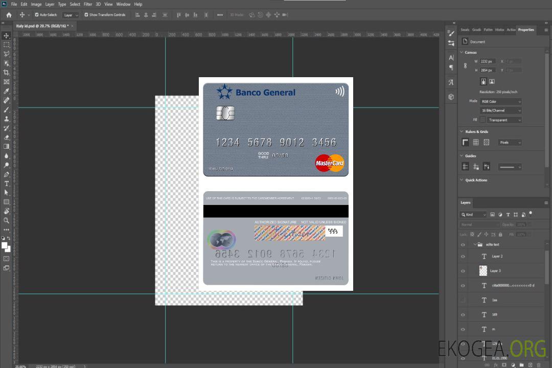 Carte Mastercard Panama Banco General template